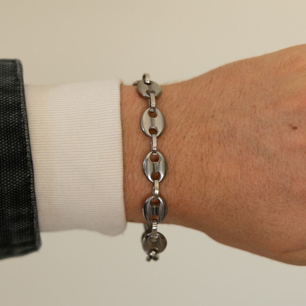 Vintage Silver Oval Link Bracelet Y2K Minimalist Chain Jewelry Unisex